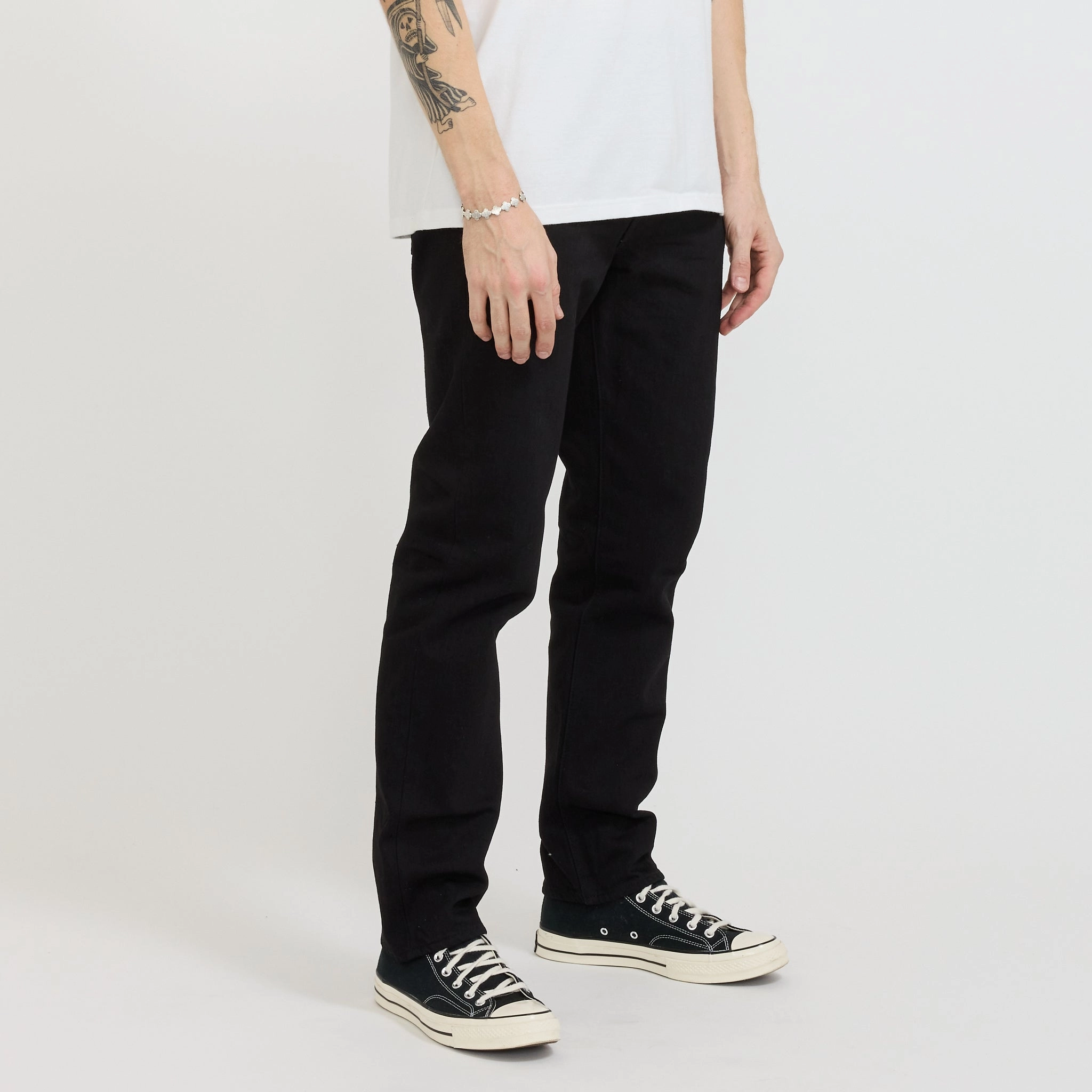 107 Ivy Fit Black Denim Eco Certified Textile Standards Streetwear Fan Family Style