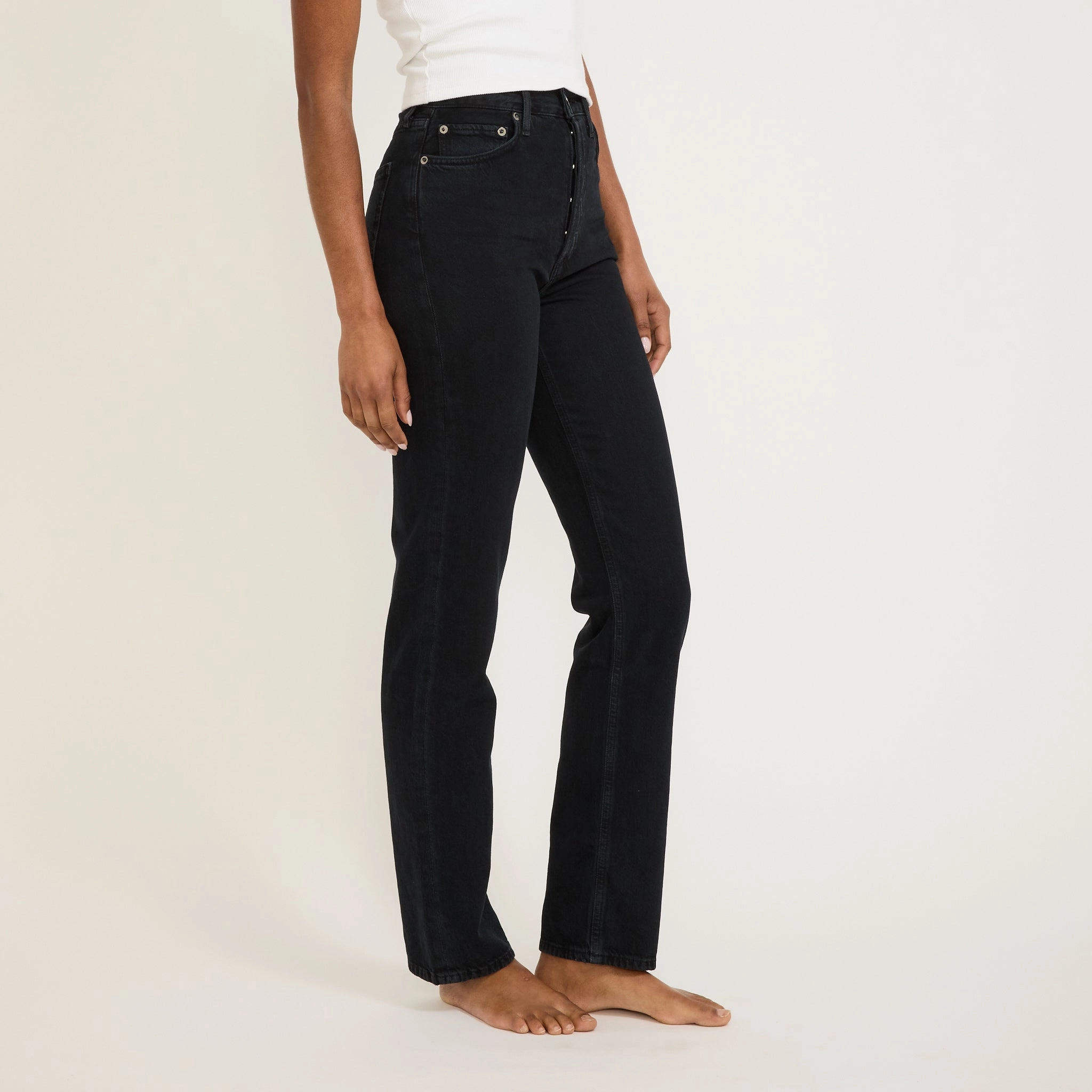 90's Pinch Waist High Rise Straight Crushed Long Street Fashion Affordable Garment Washed Softness