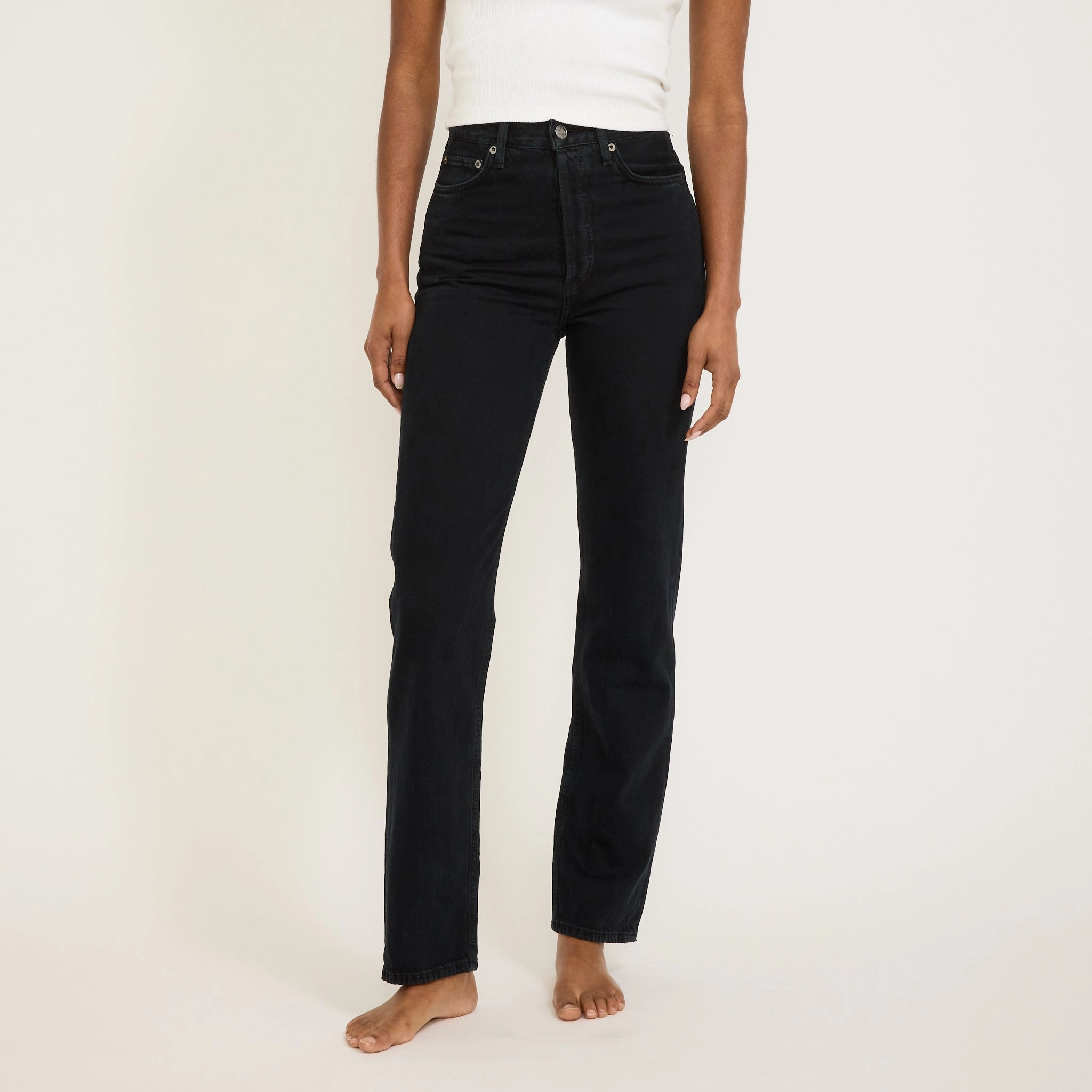 90's Pinch Waist High Rise Straight Crushed Long Cool Silhouette