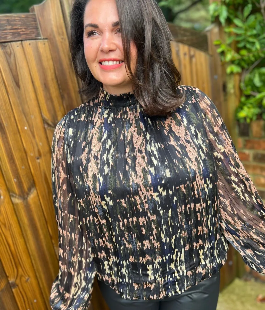 Abstract Animal Print Blouson Top AthleticInspired Everyday Look