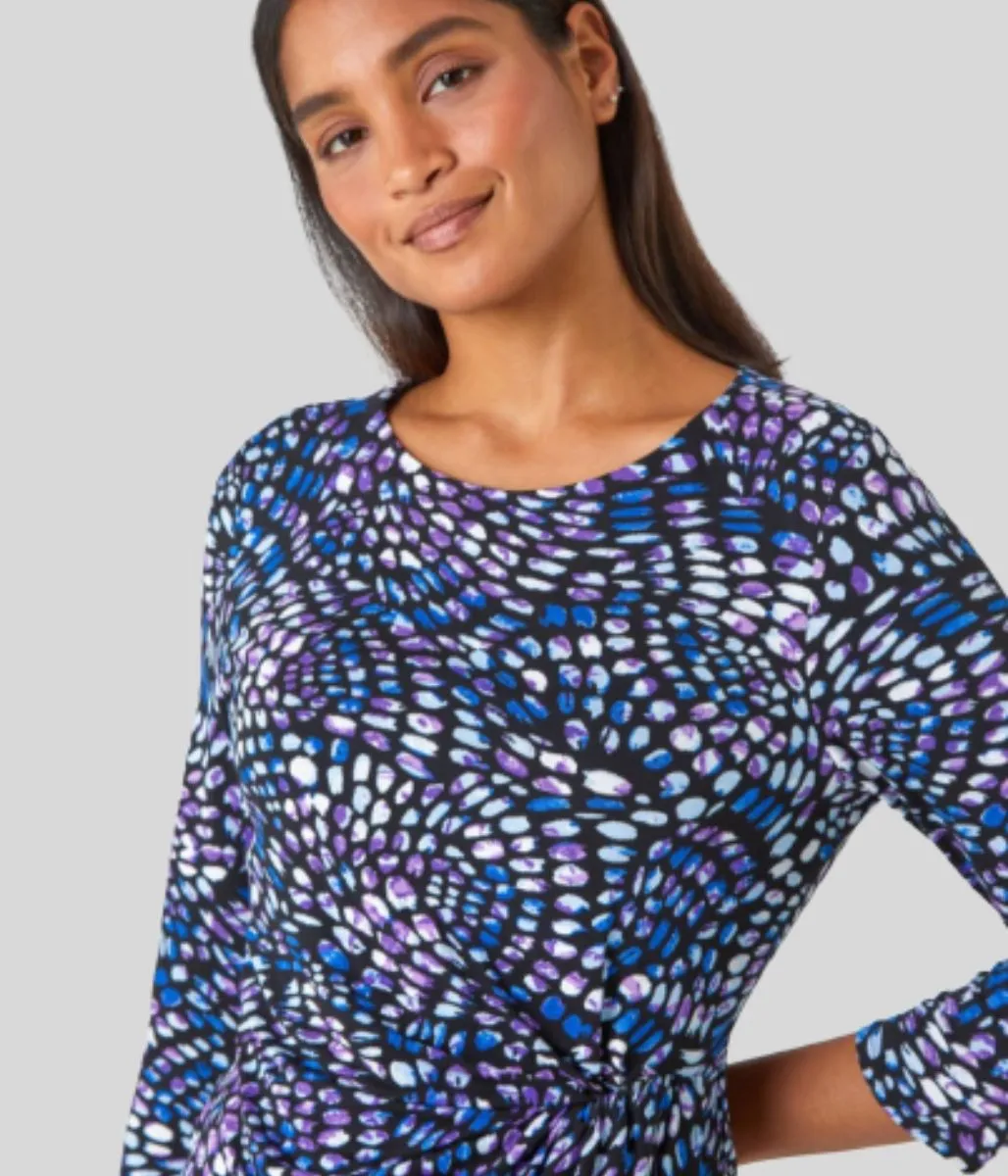 Abstract Print Side Twist Top MultiPurposeUtility Reinforced Shoulders