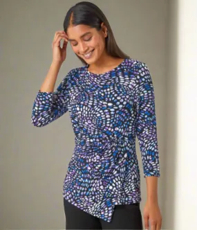 Abstract Print Side Twist Top Sleeveless Tee