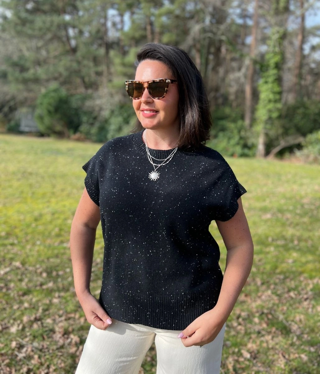 Casual Layer Soft Lining Black Speckled Wedge Jumper