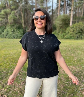 Flexible Design Black Speckled Wedge Jumper