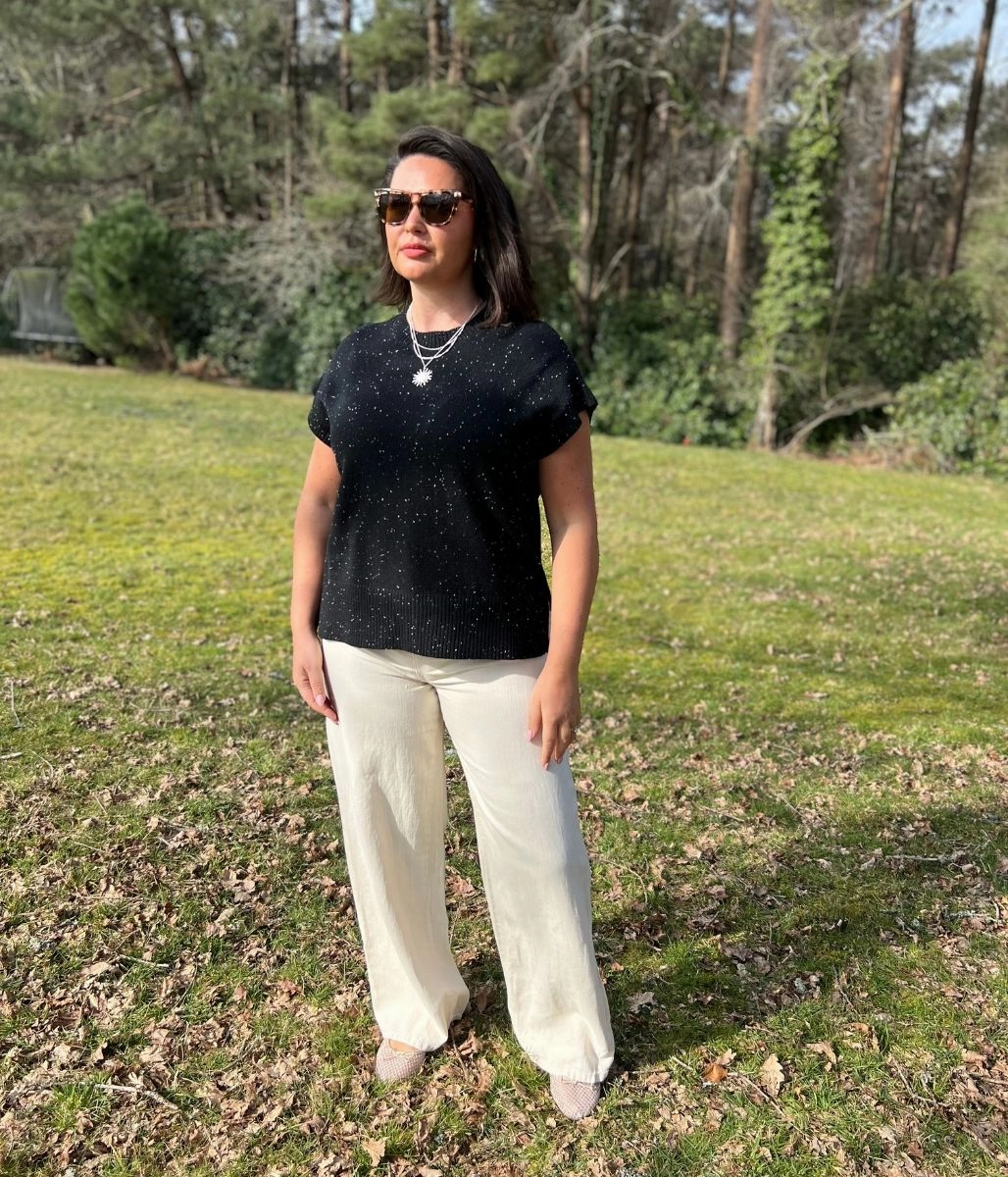 Abrasion Resistant Edging Black Speckled Wedge Jumper