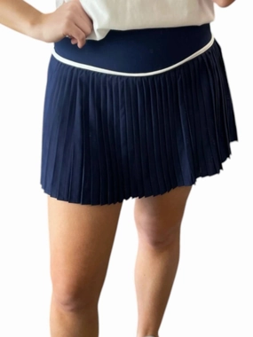 Active Pleated Skort In Navy Non Irritating Tags Recycled Polyester