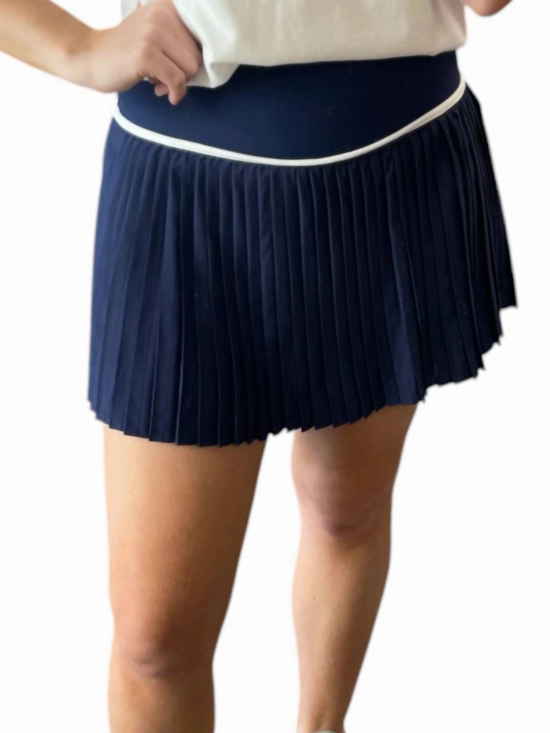 Active Pleated Skort In Navy Non Irritating Tags Recycled Polyester