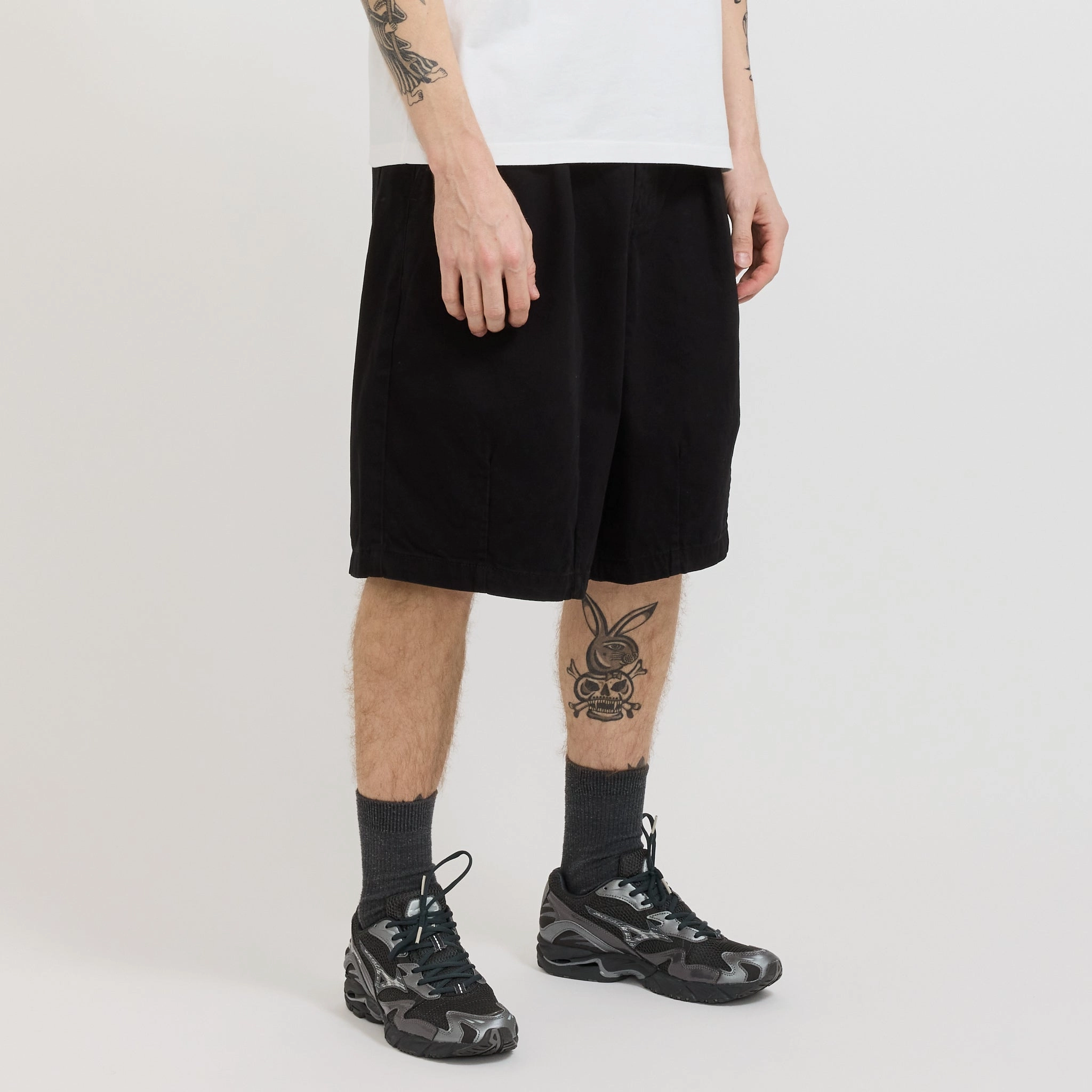 Pleated Balloon Shorts Black Quick Dry Fabric Multi Directional Flex Zones