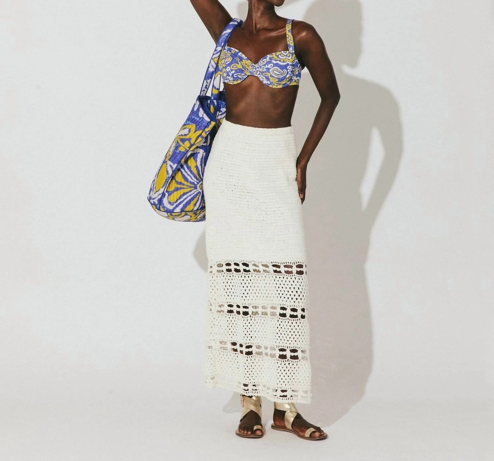 Adela Crochet Midi Skirt In Ivory All Day Look Anti Static Lining