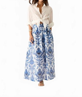 Adrianna Maxi Skirt In Blue Florals Non Irritating Edges