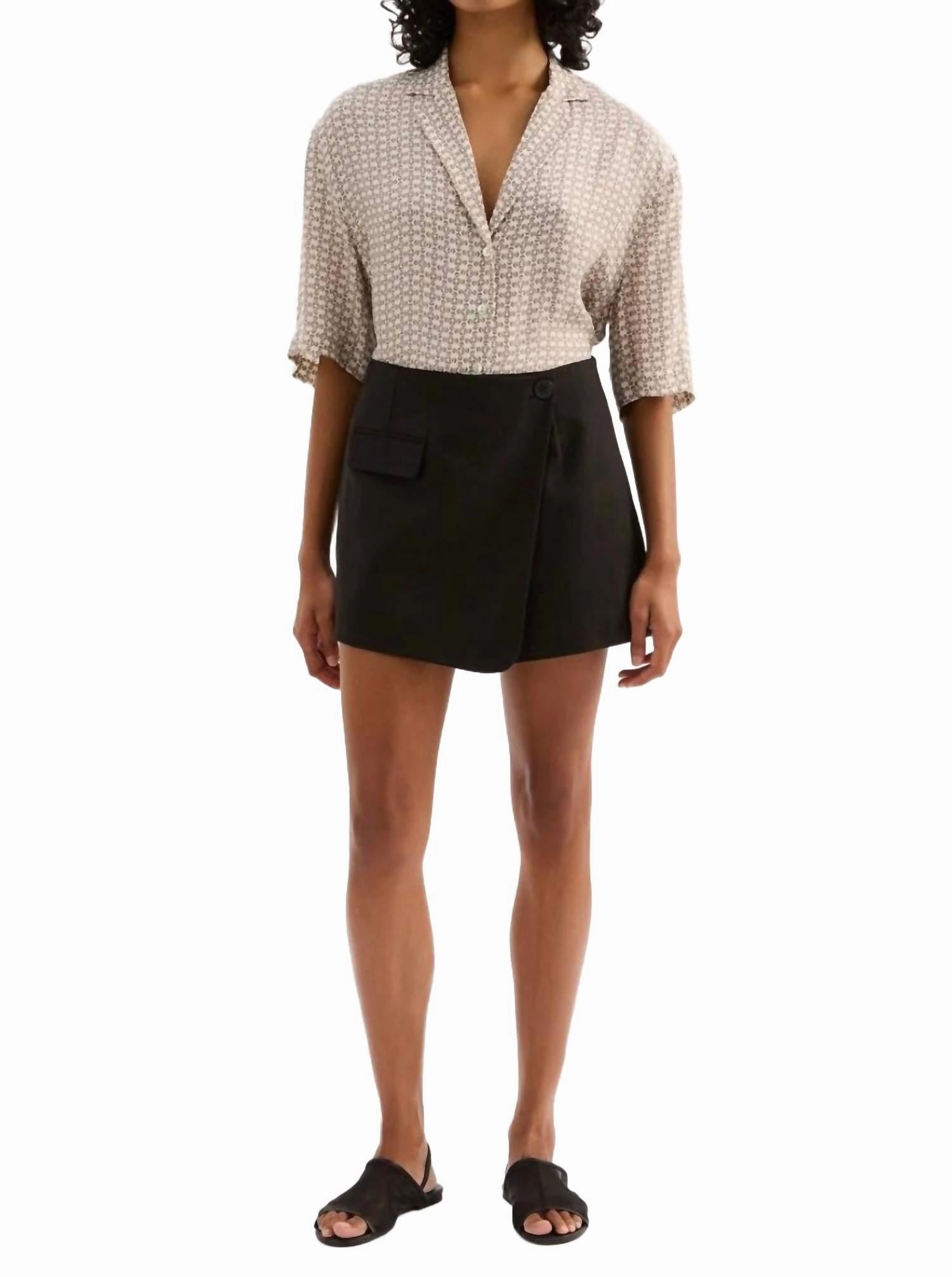 Agnes Skort In Black Durable Weave Fabric