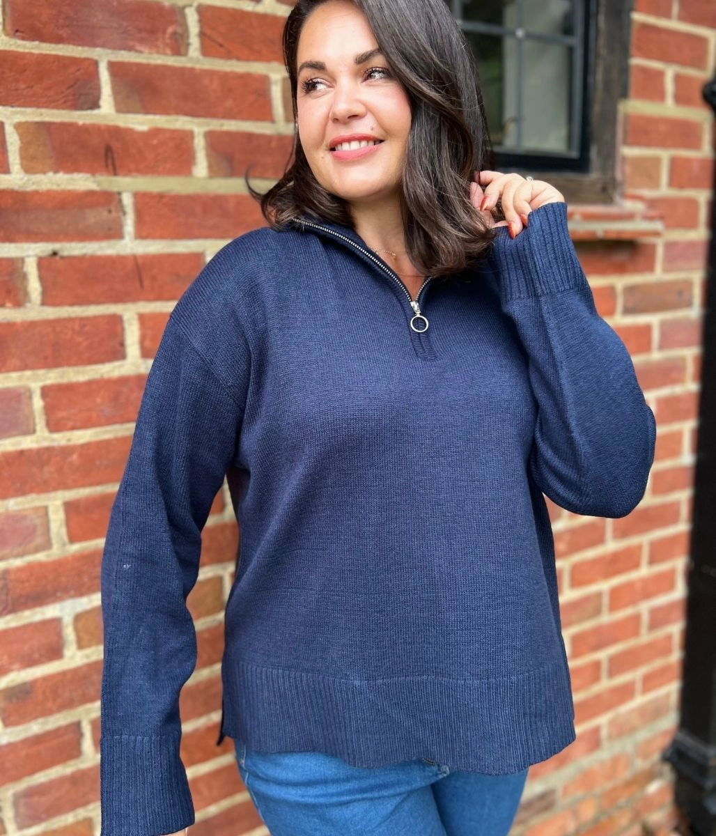 Chill Layers Quick Access Navy Zip Tunic Jumper
