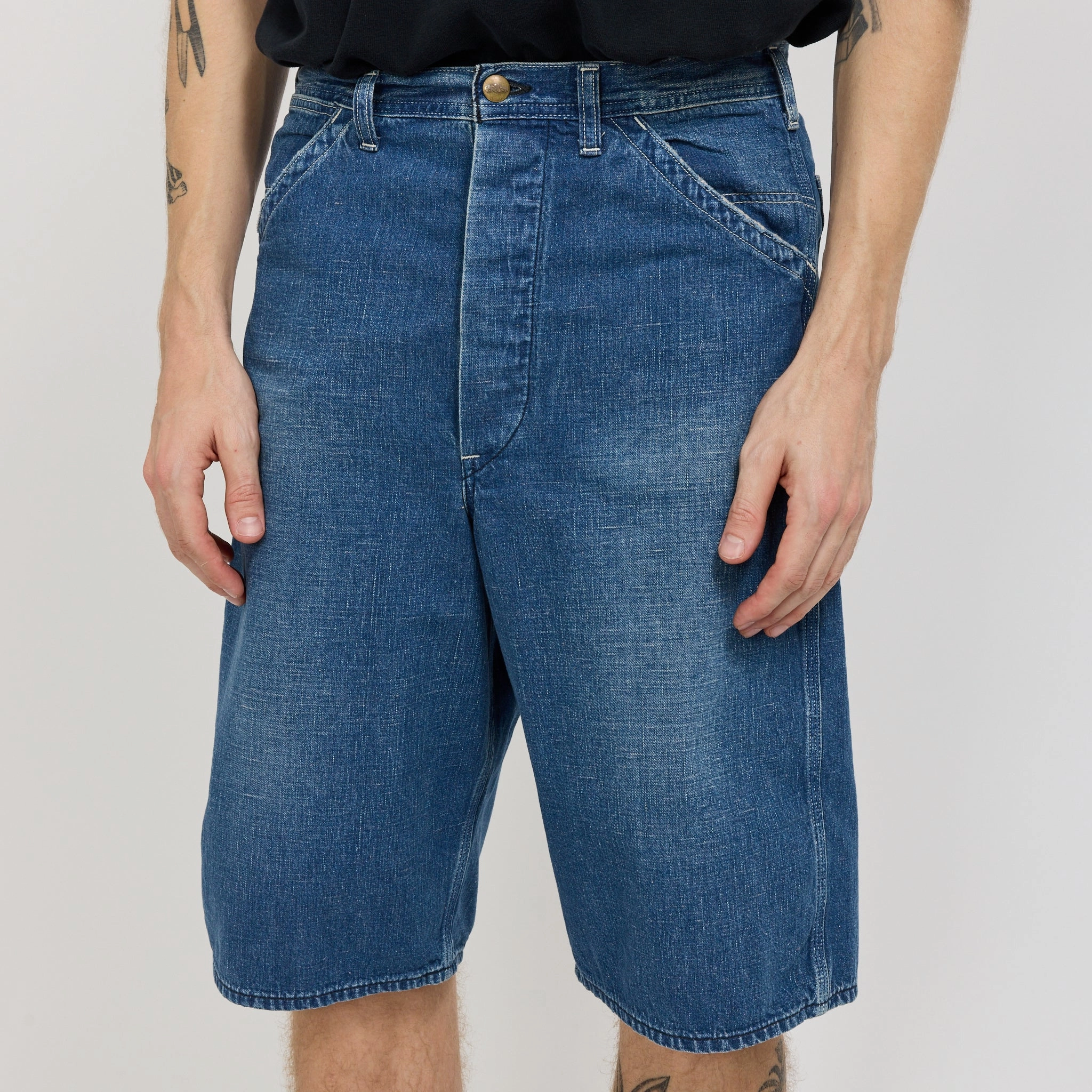 Wide Fit 40's Painter Shorts Denim Used Minimal Finish