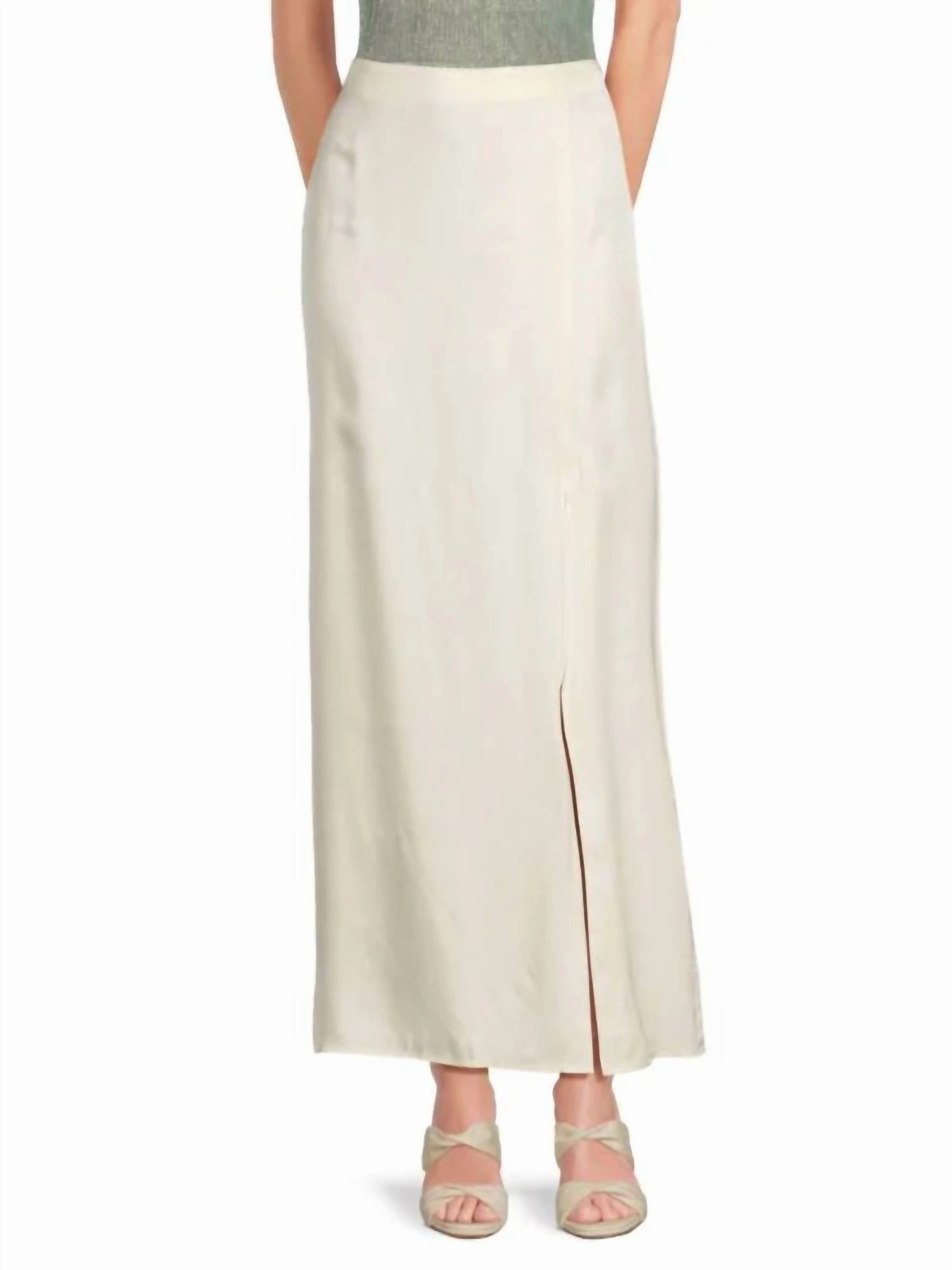 Ilana Silk Skirt In Ivory Modern Details Bold Accent