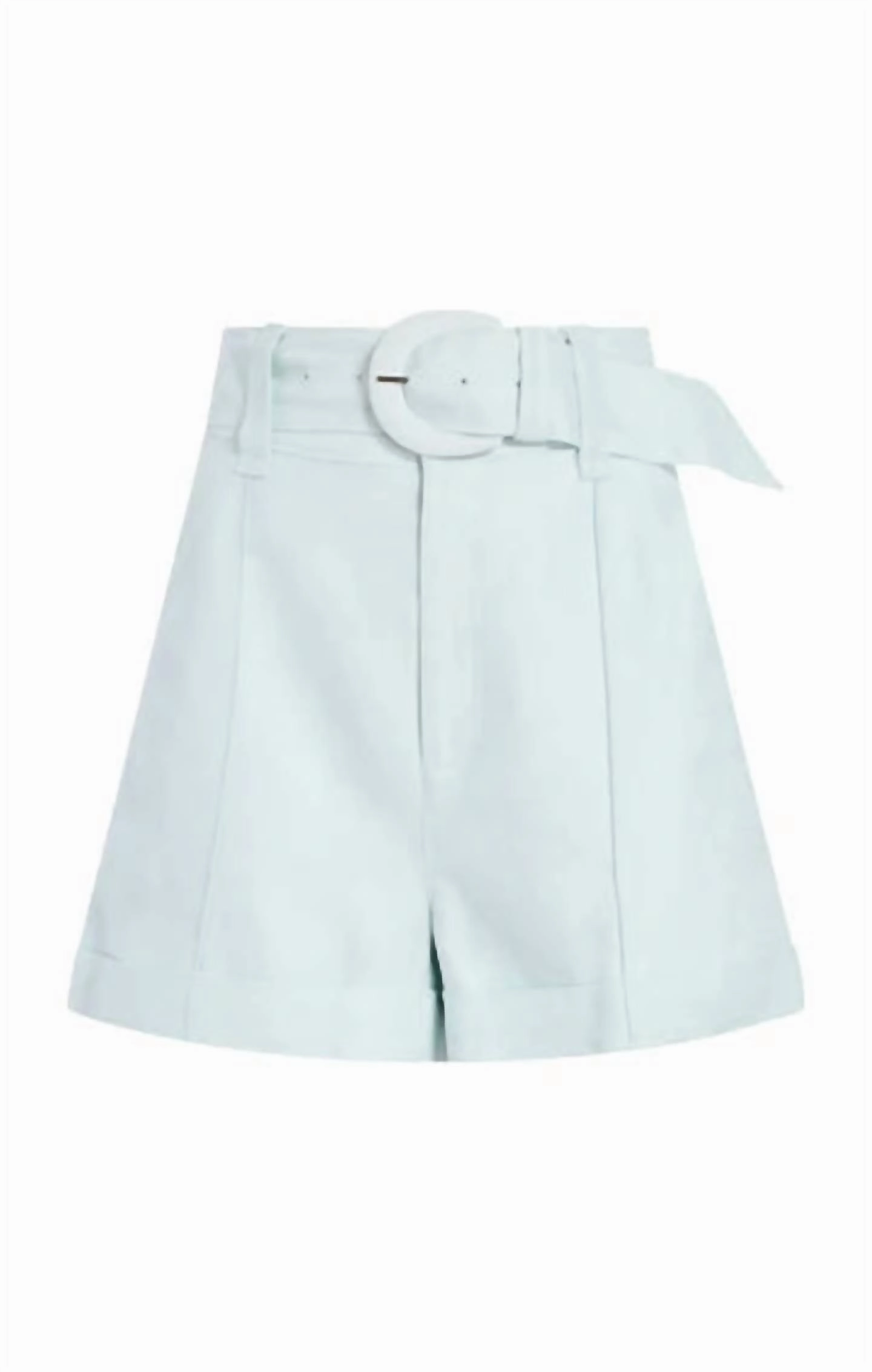 Aldi Belted Wide-Leg Linen Shorts In Glacial Blue Flatlock Seams