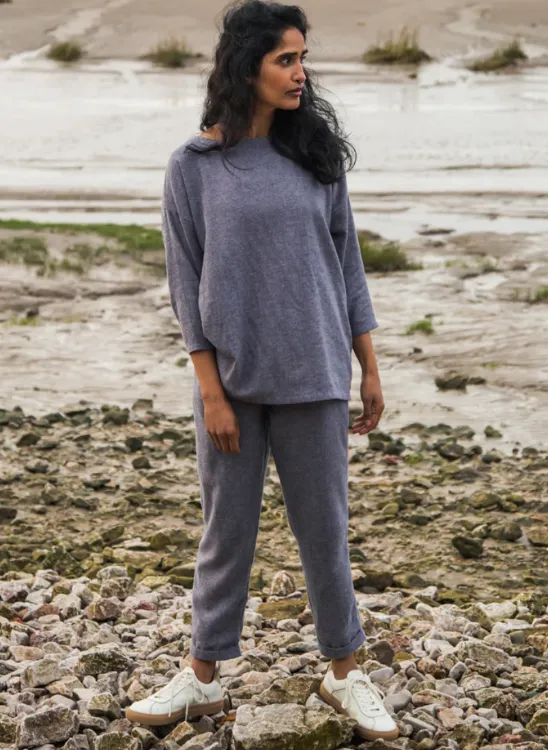 Kayley-Jane Organic Cotton Trousers In Blue Timeless Wear