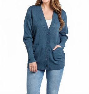 Knitted Comfort Aspen Lurex Cardigan In Teal