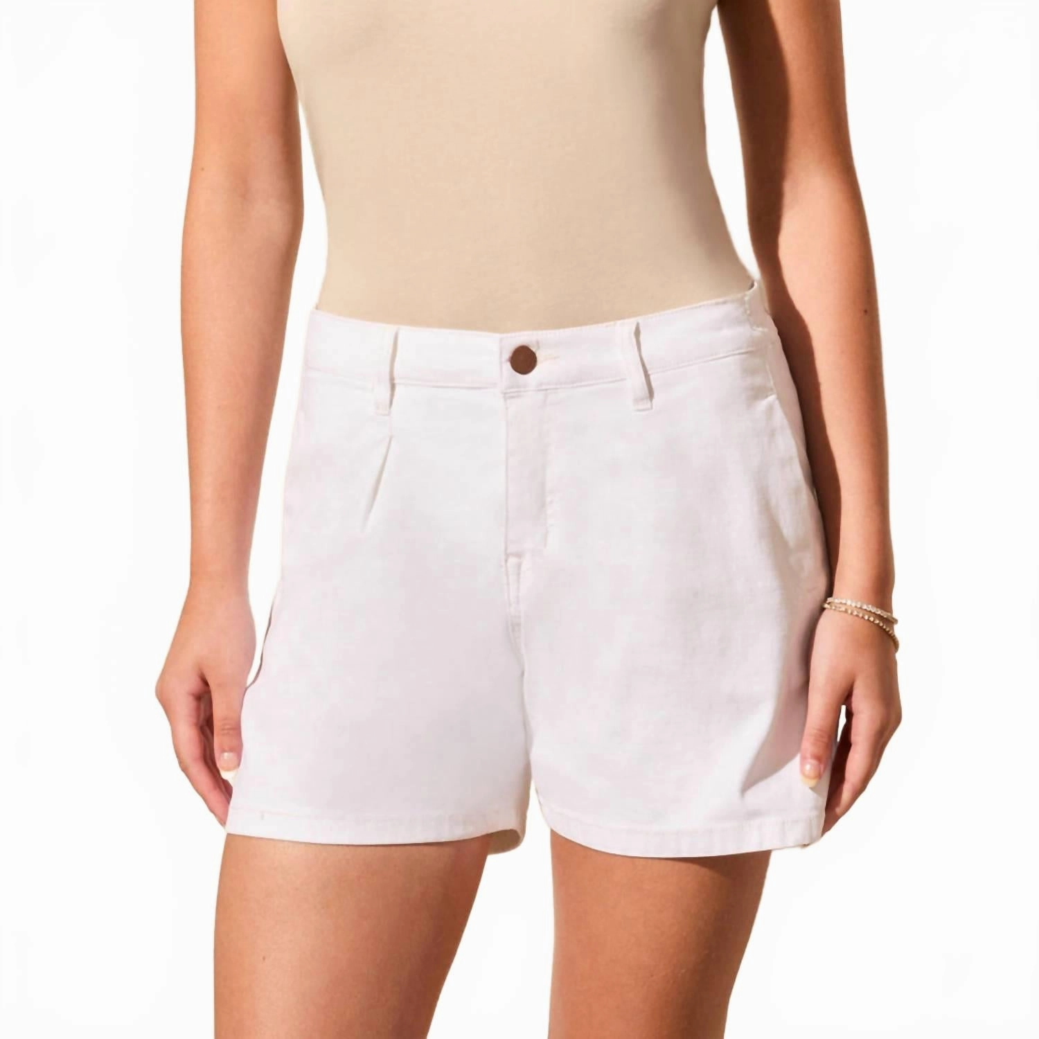 Audrey Mid-Rise Pleated Wide-Leg Short In Cocomilk sophisticated appearance