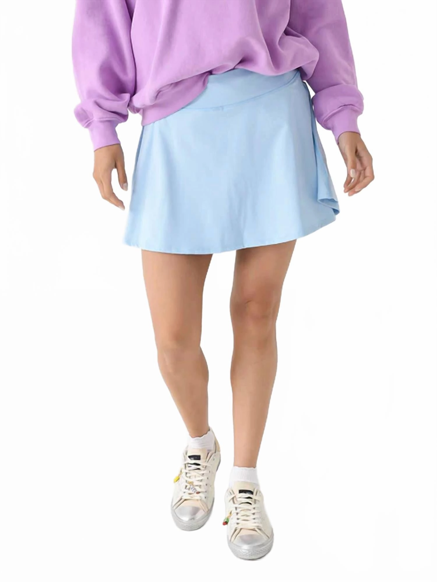 All Day Skort In Baby Blue Crisp Look Layered Hem Detail