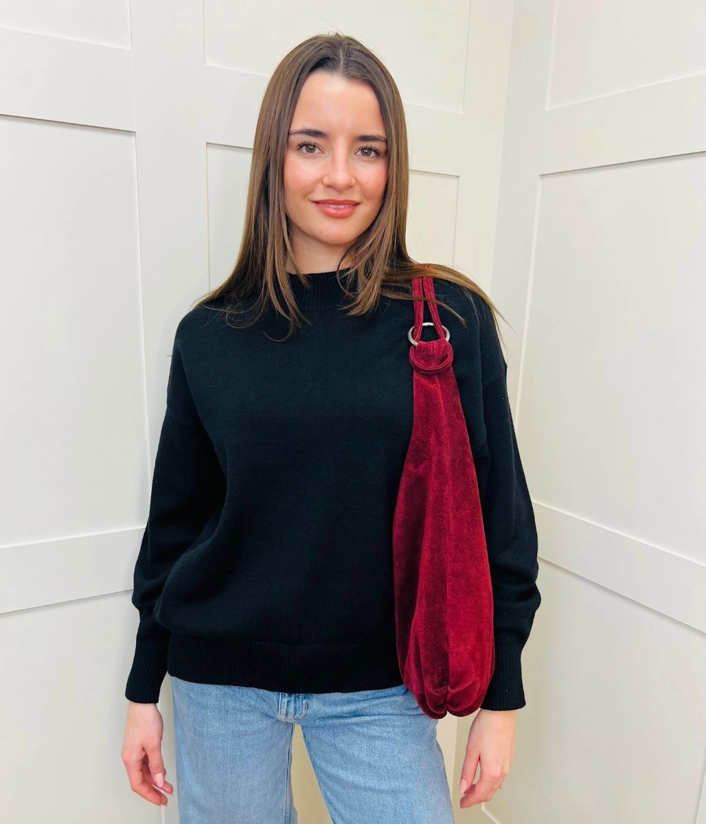 Versatile Style Cozy Wear Fit Black Relaxed Cotton Blend Jumper