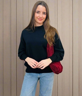 All-Day Wear All Day Comfort Fit Black Relaxed Cotton Blend Jumper