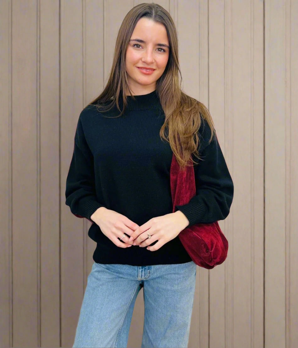 All-Day Wear All Day Comfort Fit Black Relaxed Cotton Blend Jumper