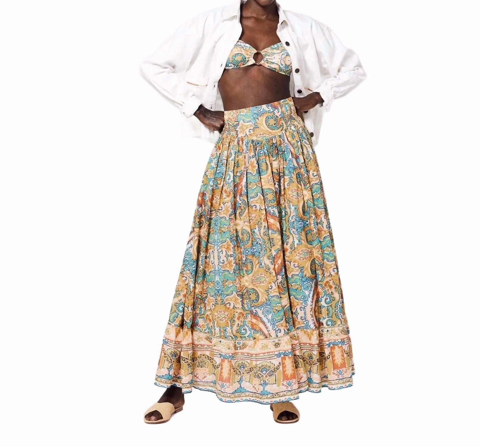 Raelynn Ankle Skirt In Las Palmas Hidden pockets