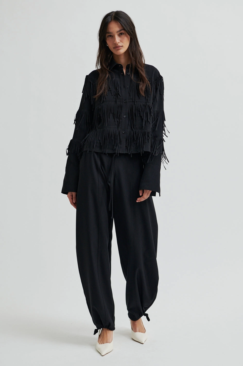 Breathable Ventilation Dancing Cropped Shirt - Black