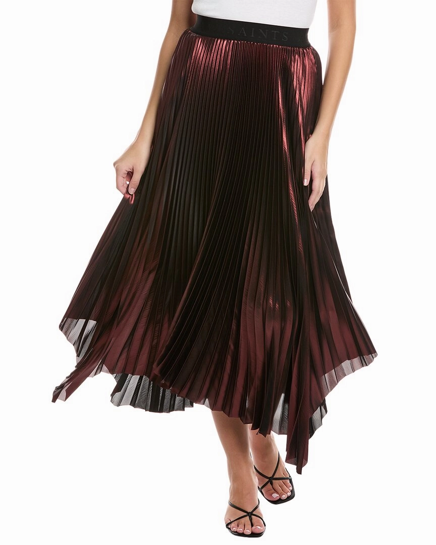 AllSaints Phia Metallic Skirt Elasticized Cuff Bold Look