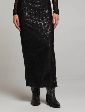Sporty Casual Date night Amber Midi Skirt In Licorice
