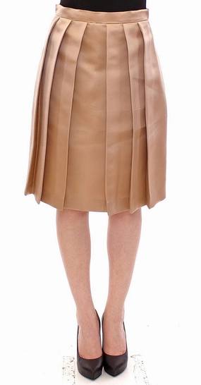 Secure Closure Andrea Incontri  Silk Solid Mini Pleated Women's Skirt