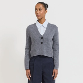 Anna Cardigan Anthracite Classic Crew Neck Chilly Day Knit