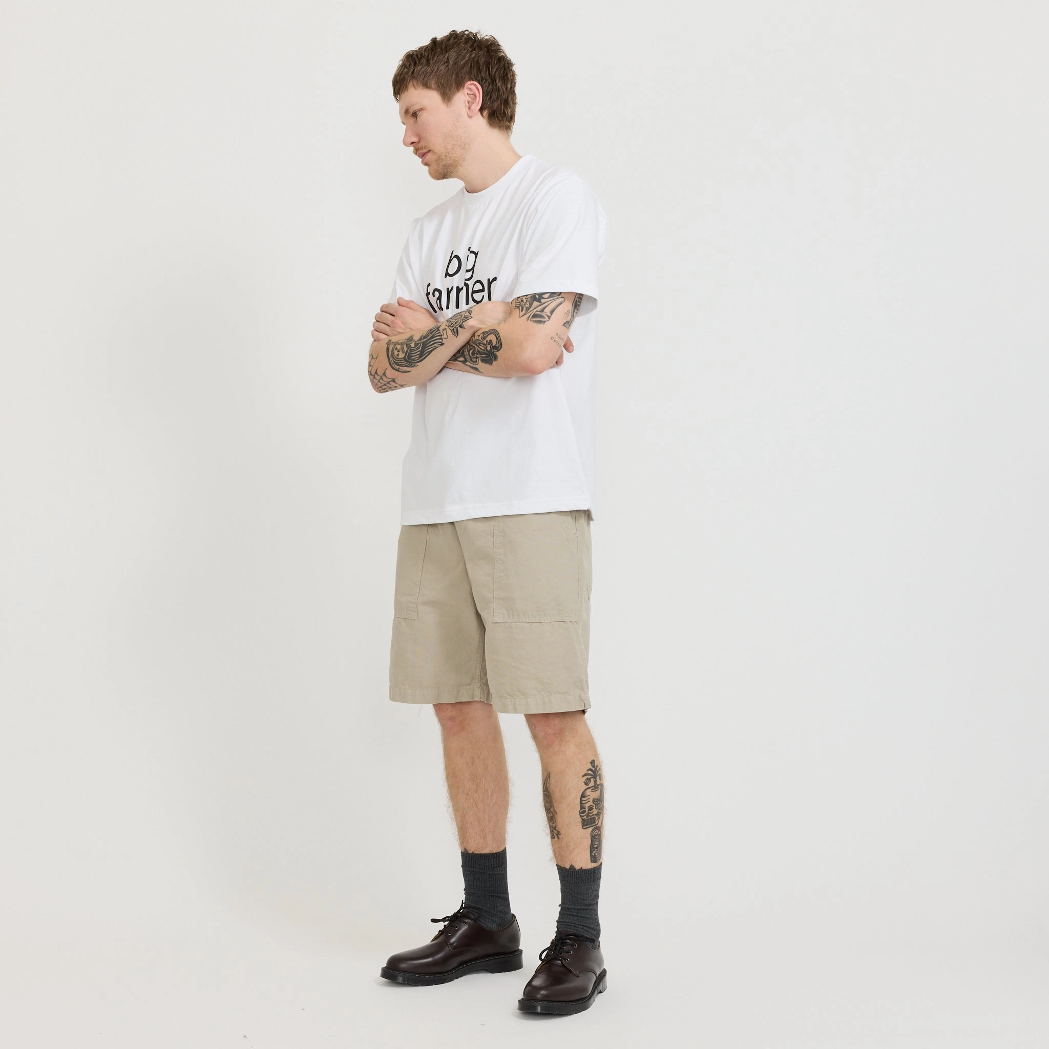 Pocket Reinforcement Canvas Chef Shorts Stone