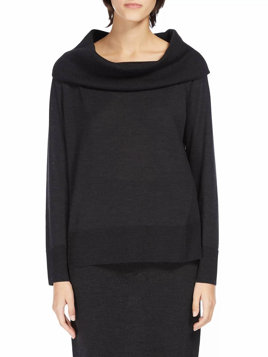 Knit Essentials Rivetto Off-The-Shoulder Wool Sweater In Black