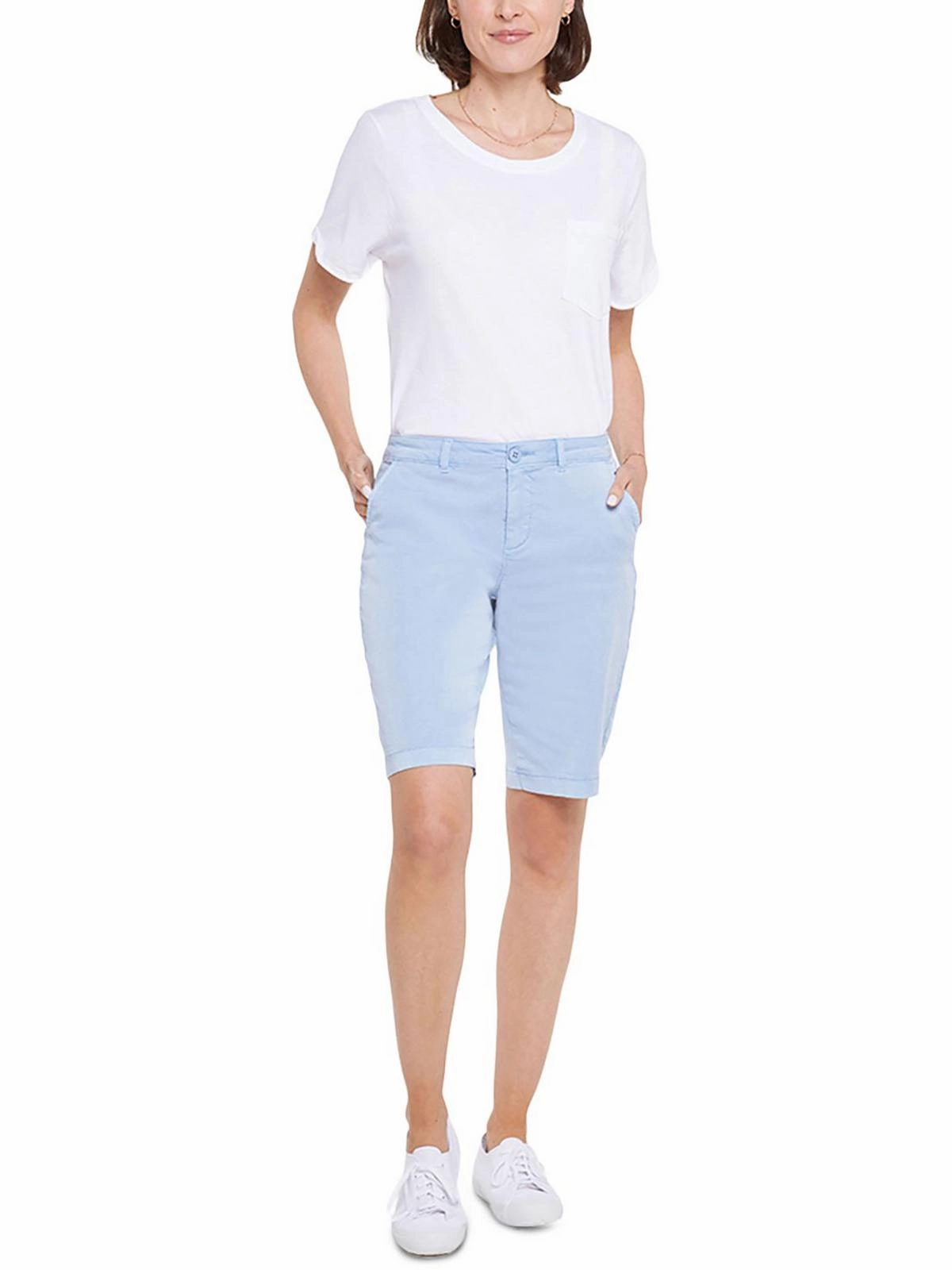 Womens Khaki Above-Knee Bermuda Shorts FlexibleMobility Trendy Vibe