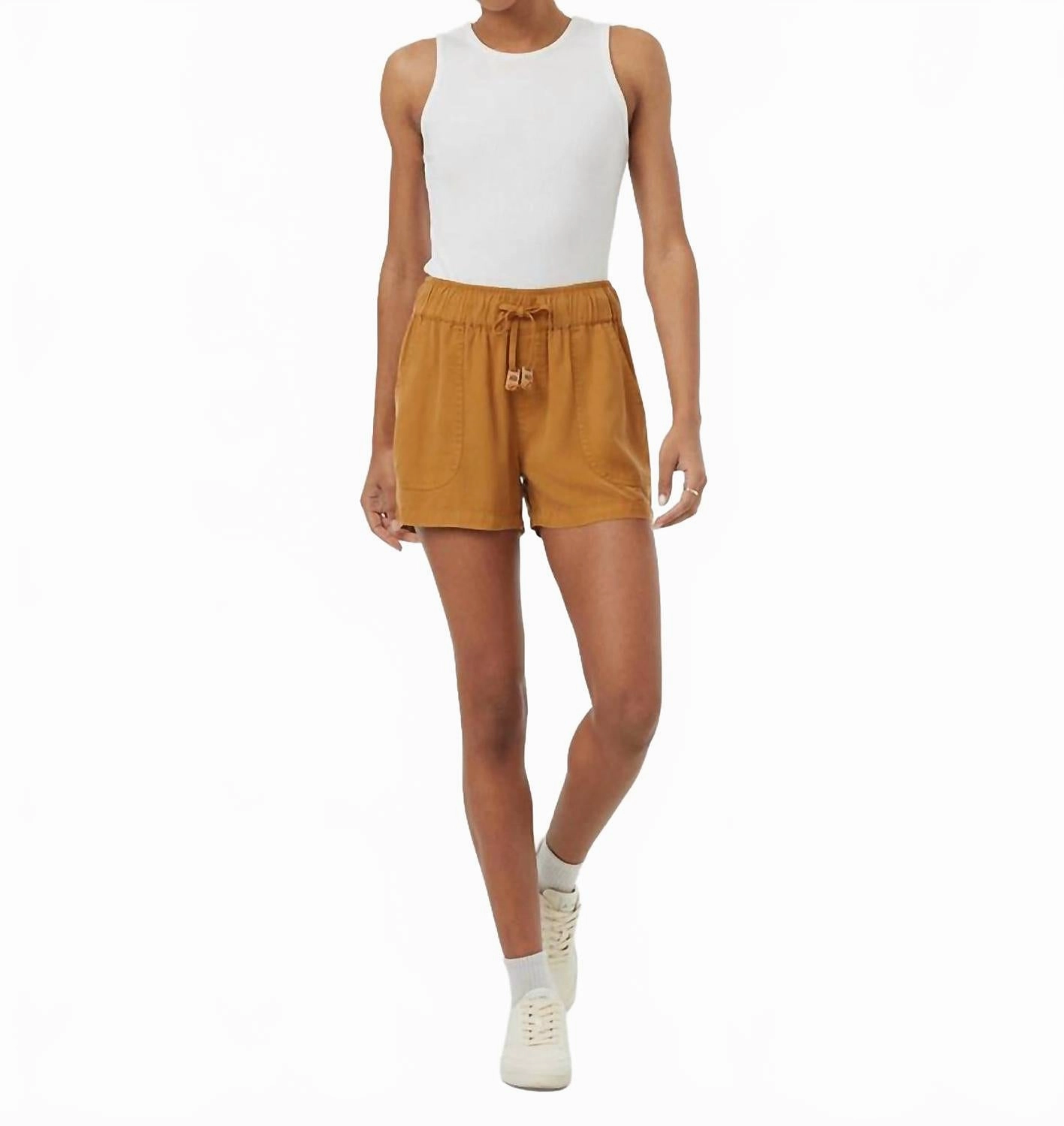 Tencel Instow Mid-Rise Pull-On Short In Golden Brown Classic Vibe