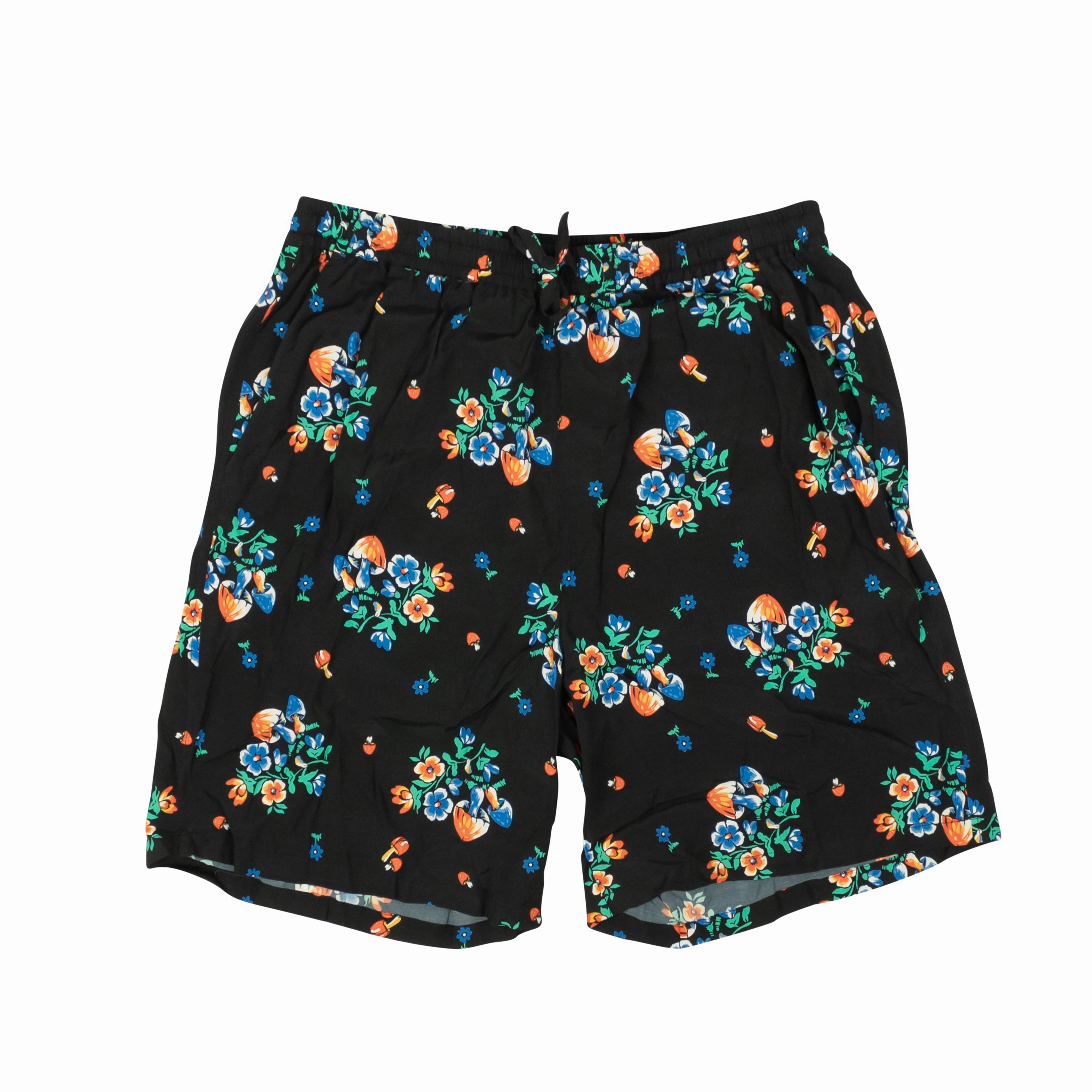 summer breeze Black Rayon Multicolored Design Shorts