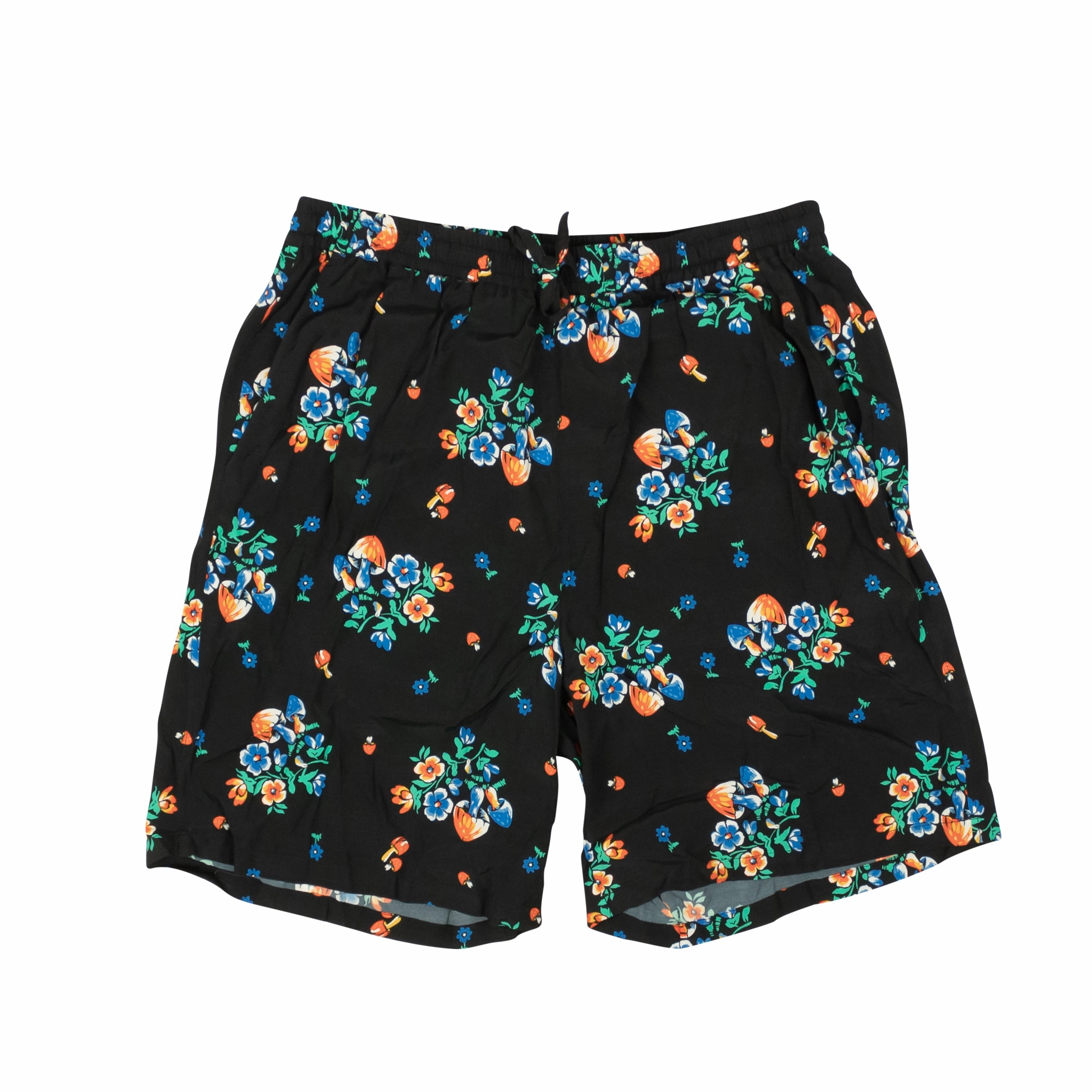 checkered pattern Black Rayon Multicolored Design Shorts