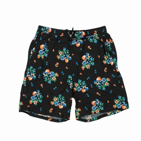 summer breeze Black Rayon Multicolored Design Shorts