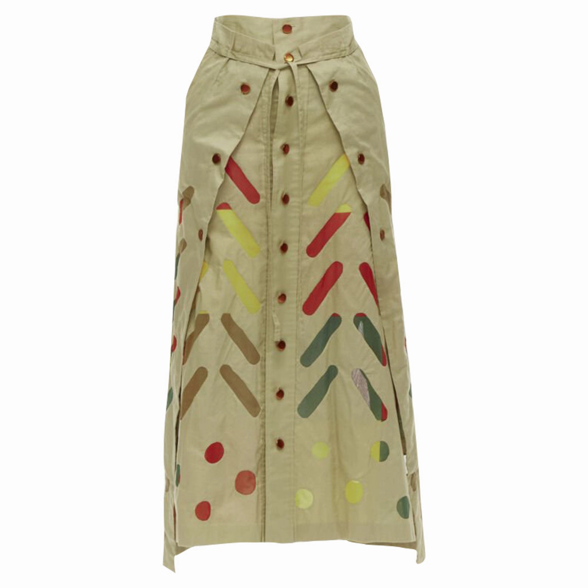 Cool Touch Flexible Waistband Issey Miyake hand stitched colorful sheer panel skirt