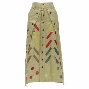 Cool Touch Flexible Waistband Issey Miyake hand stitched colorful sheer panel skirt