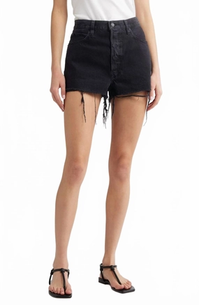 Ombre effect Moisture Wicking Fabric Dare High Waist Denim Cutoff Shorts In Forbidden