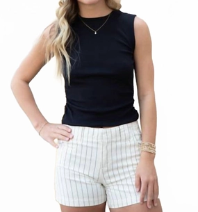 Arden Pinstripe Short In Bleached White Poolside Wear