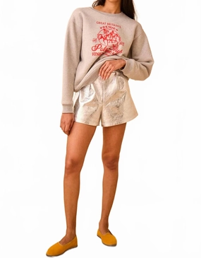 Fitness Look Ashton Faux Leather Short In Crinkled Silver