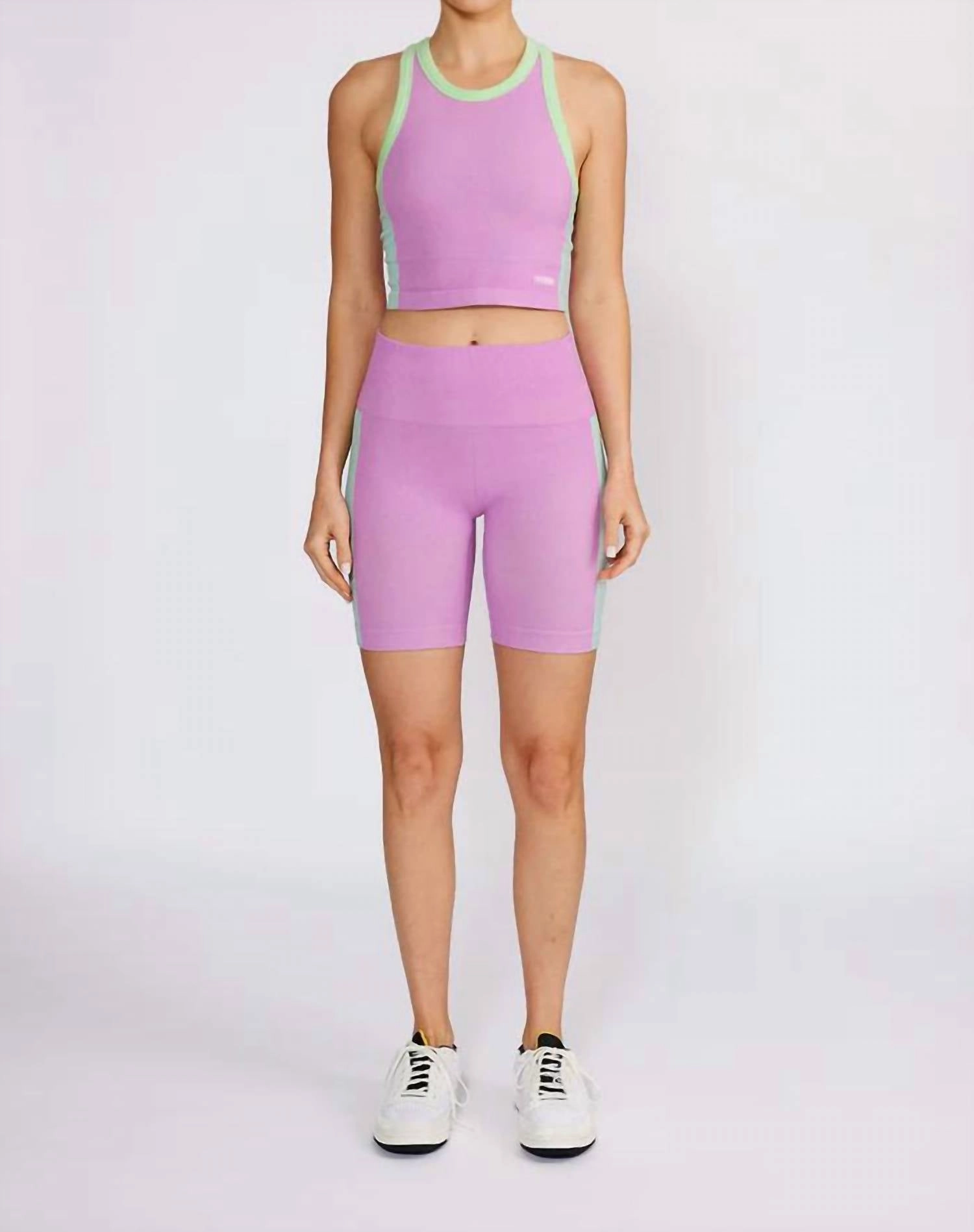 Anti Odor Treatment present for him Stacy Seamless Biker Shorts In Lime Pink