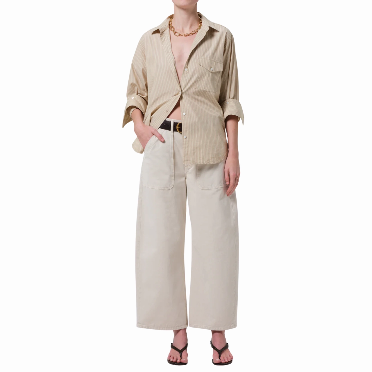 Ayla Cargo Crop Pale Stone Comfort Stretch Secure Closure System