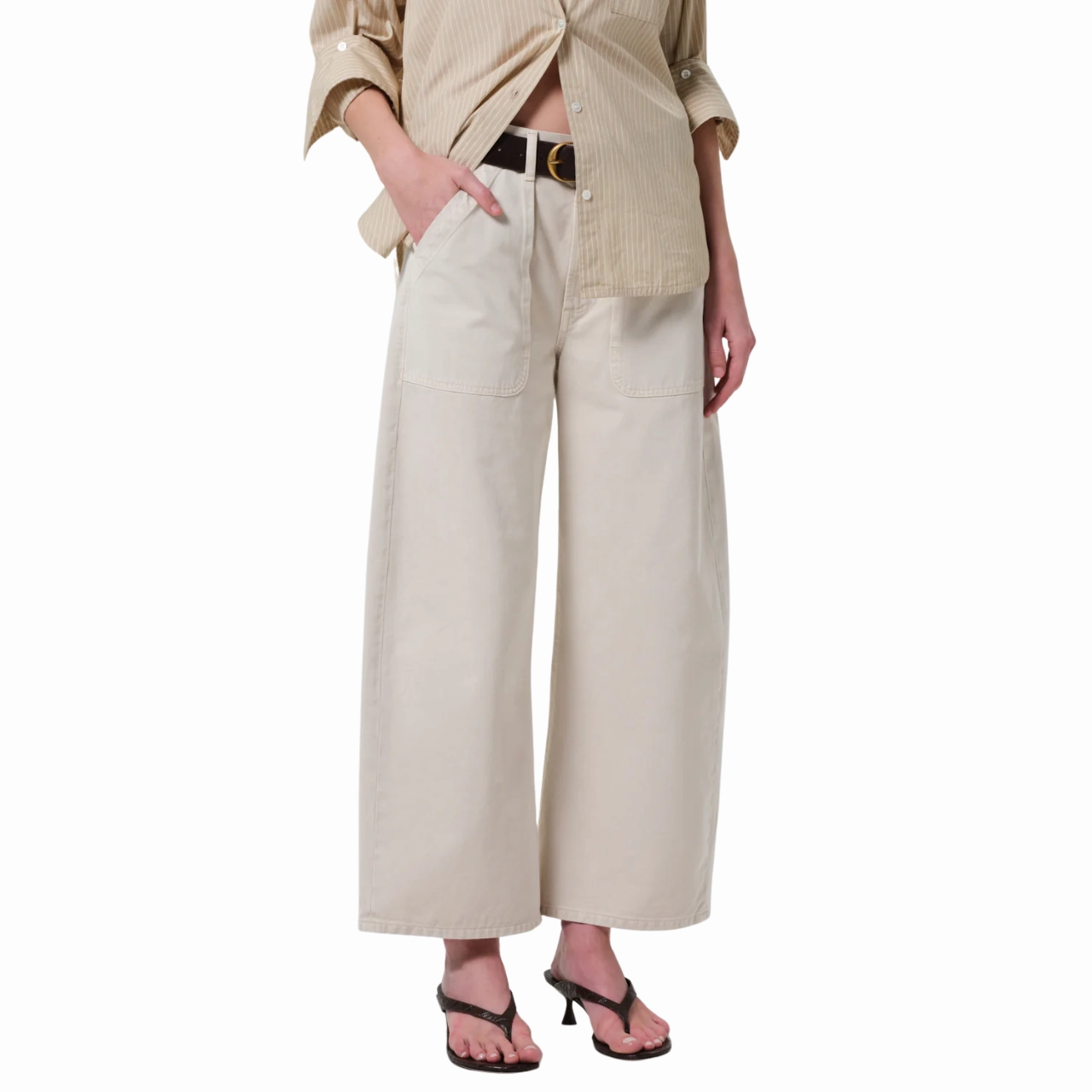 Raw Hem Design Ayla Cargo Crop Pale Stone