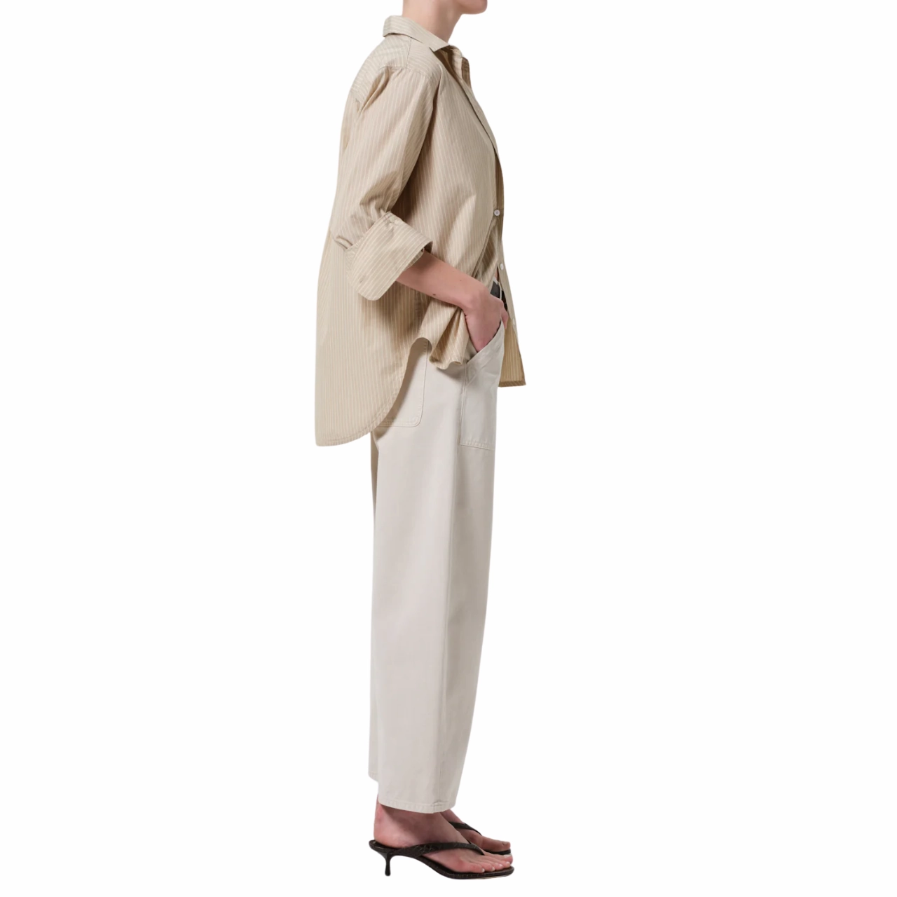 Minimal Fashion Organic Cotton Ayla Cargo Crop Pale Stone