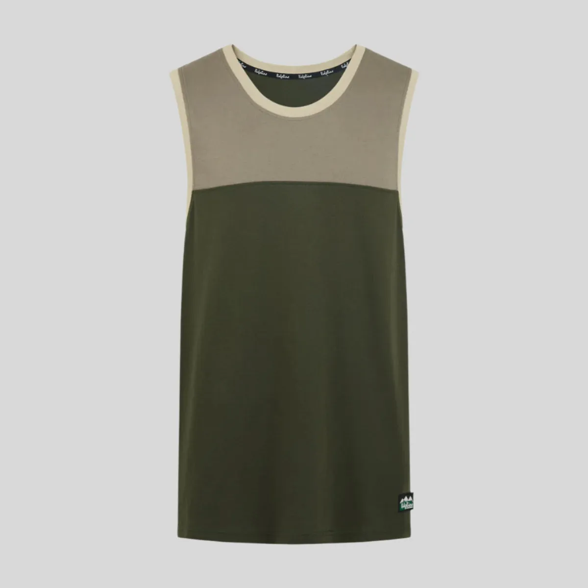 VentilatedMesh Sporty Style Backslider Singlet Top Olive Multi