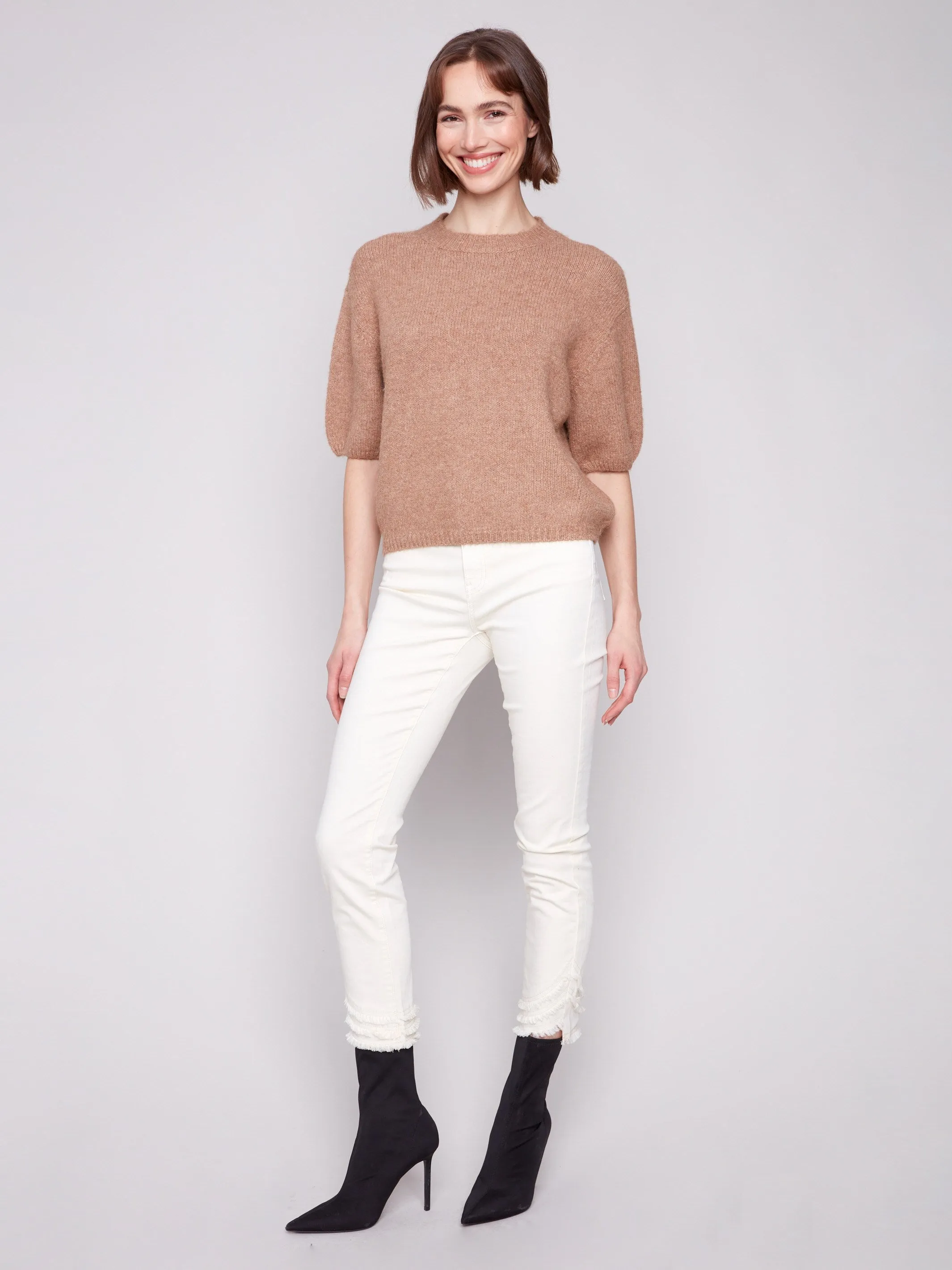 Everyday Fit Balloon Elbow Sleeve Knit Sweater - Sesame